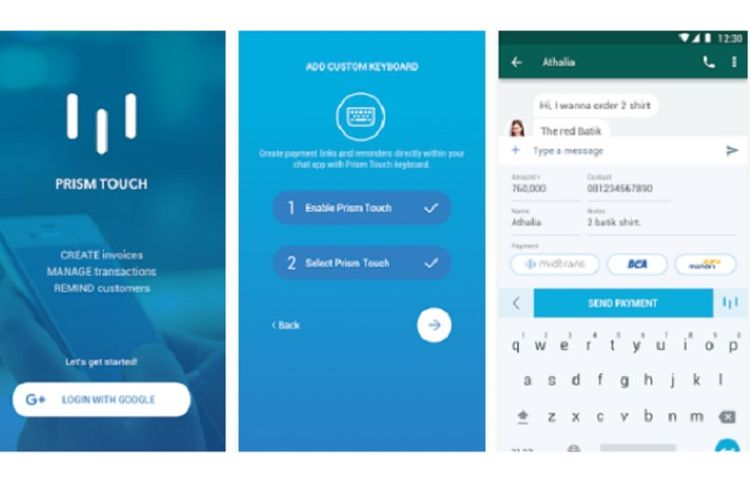 Aplikasi Prism Touch untuk memudahkan transaksi online.