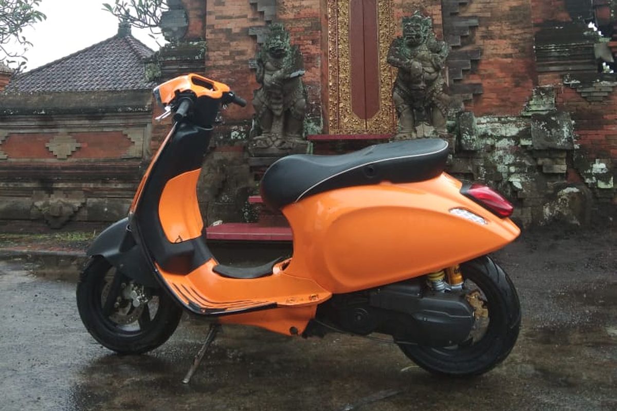 Modifikasi Vespa Sprint pakai mesin Yamaha Mio