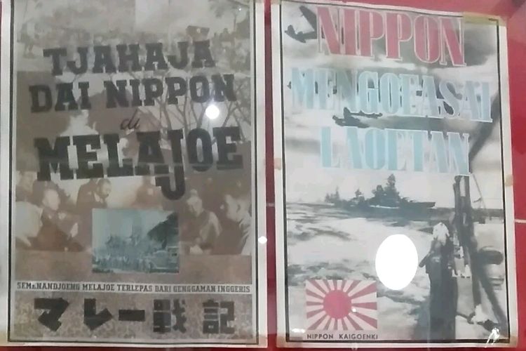 Poster propaganda Jepang yang dipajang di Museum Gedung Joang 45. [KOMPAS.COM/LOUIS BRIGHTON PUTRAMARVINO]