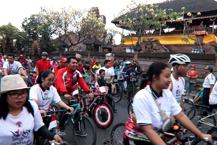 Pasar Rakyat Pasar Badung yang terletak ditengah kota Denpasar, Bali, pada Minggu (18/8/2019), menjadi titik start sekaligus finish Gowes Nusantara 2019 etape Gajahmada Heritage dalam rangka menyambut hari Kemerdekaan RI ke-74.