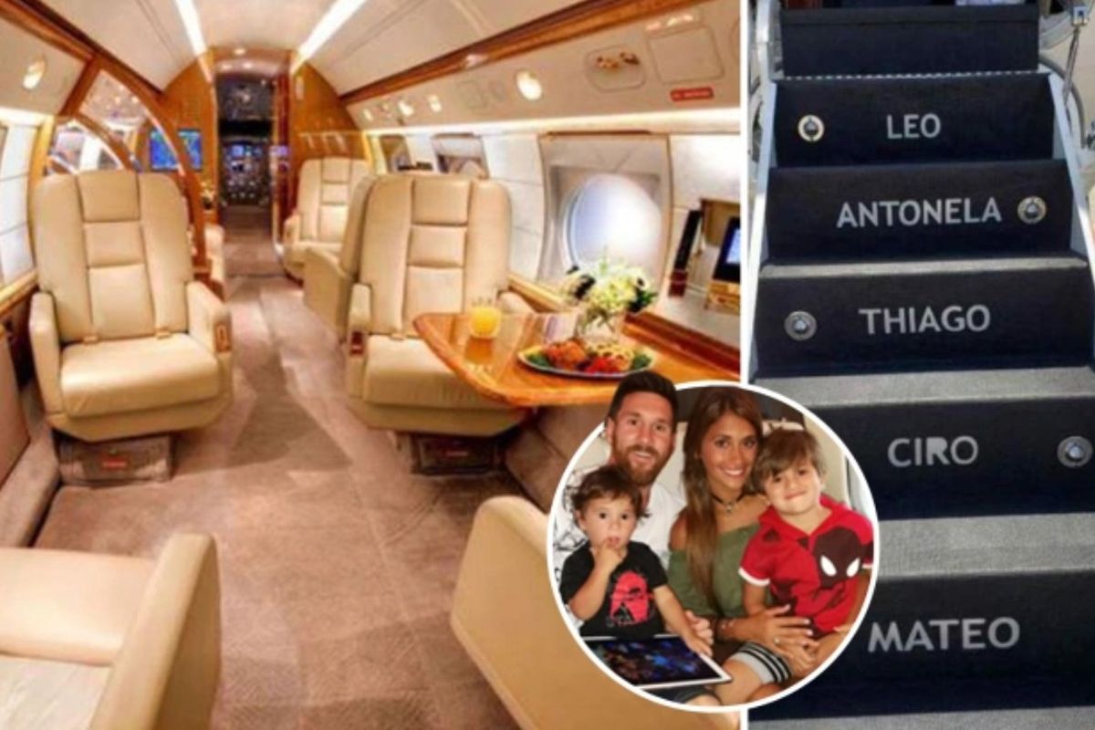 Isi jet pribadi Lionel Messi. Messi dan keluarga sudah mulai menggunakannya sejak 2018.