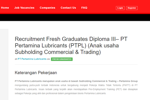 Anak Usaha Pertamina Buka Lowongan Kerja untuk Lulusan D3 dan Fresh Graduate