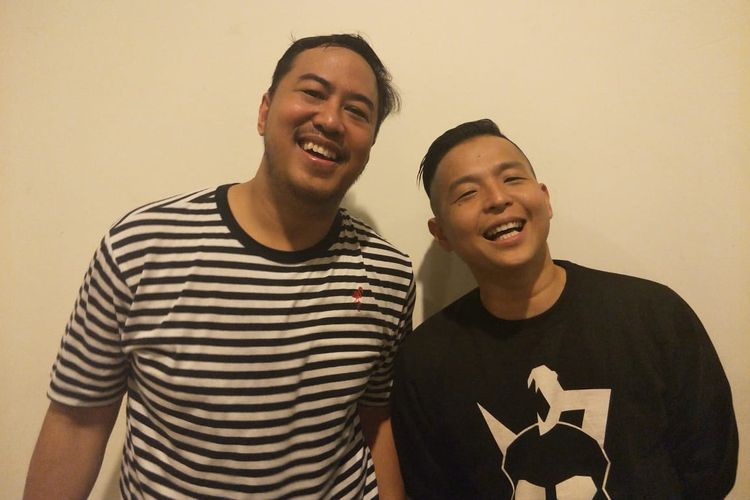 Ernest Prakasa dan Pandji Pragiwaksono saat ditemui usai acara Local Stand Up Day X Stand Up Indo di Kuningan City, Jakarta Selatan, Sabtu (16/3/2018).