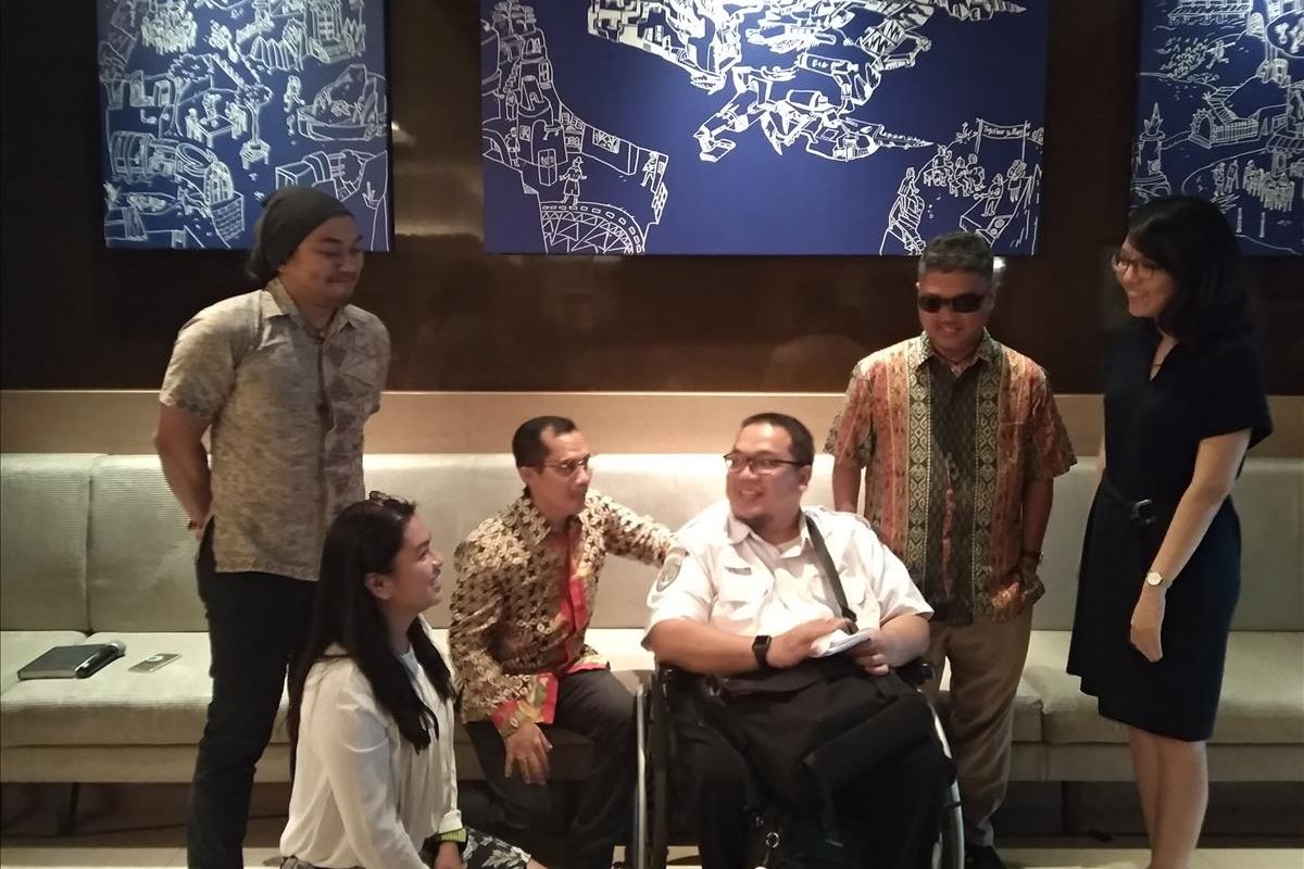 Arya Yoga Yuditha, seorang pegawai Kementrian Perhubungan dan perwakilan Kerjabilitas, CBM, dan Mandiri Care Group dalam acara Devi Speed Date di Jakarta, Selasa (25/6/2019).