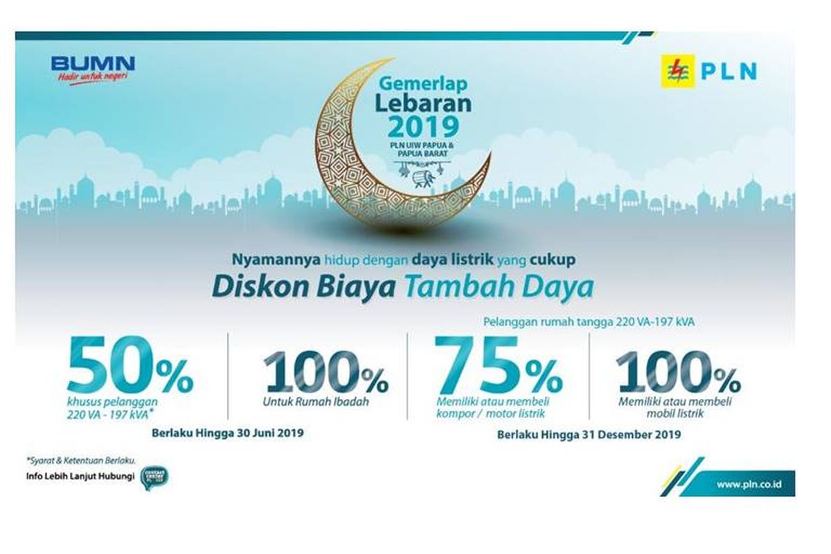 PT PLN (Persero) mengadakan diskon 50 persen untuk biaya pemasangan (BP) untuk pelanggan tegangan rendah.