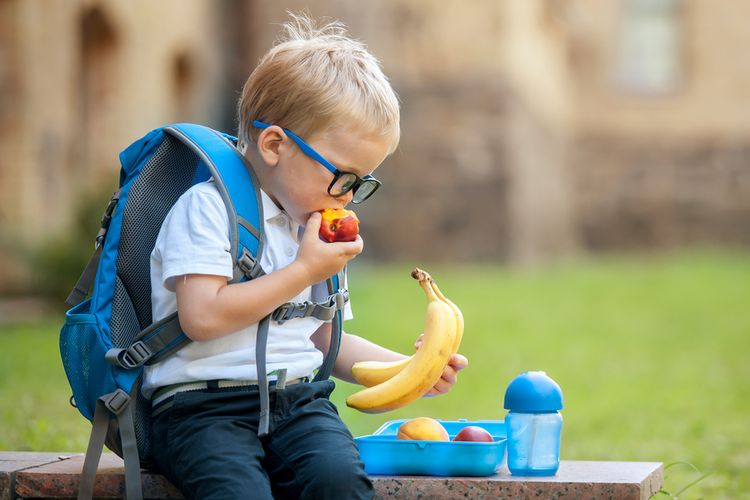 Ilustrasi anak makan buah. Manfaat serat untuk anak sangat baik untuk pertumbuhannya. Makanan berserat yang bisa dikonsumsi seperti buah-buahan, sayuran, biji-bijian hingga kacang-kacangan.