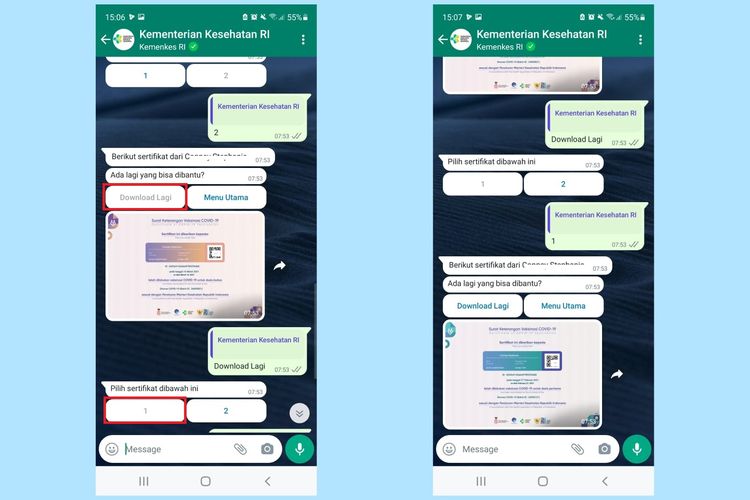 Cara download sertifikat vaksin covid-19 lewat whatsapp