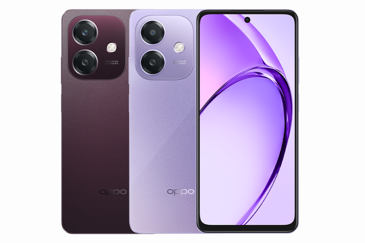 Oppo A5i hadir dalam dua opsi varian warna, yaitu Starry Purple dan Nebula Red. 