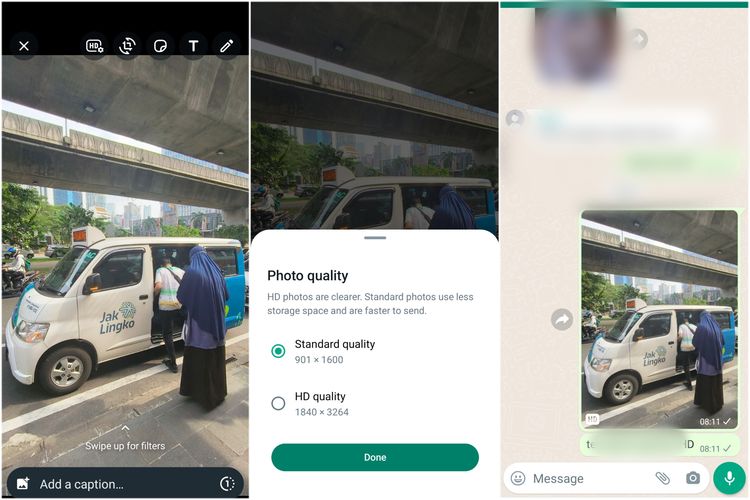 Ilustrasi fitur gambar HD di WhatsApp.
