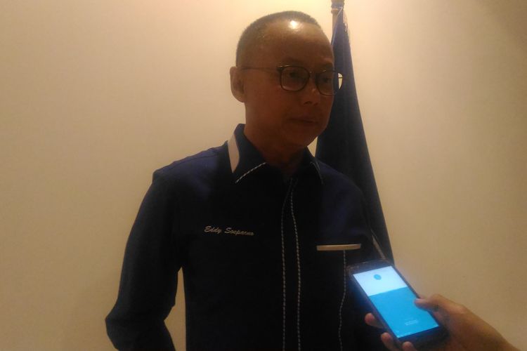 Sekretaris Jenderal Partai Amanat Nasional (PAN), Eddy Soeparno menggelar konferensi pers  di Kantor PAN, Jakarta Selatan, Kamis (27/6/2019). 