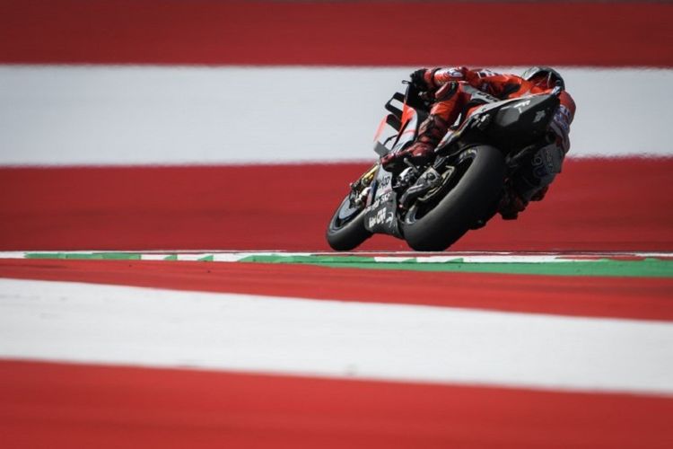 Pebalap Ducati asal Spanyol, Jorge Lorenzo, menjalani pemanasan MotoGP Austria di Red Bull Ring, 12 Agustus 2018. 