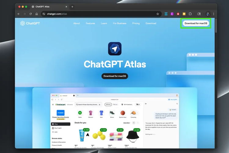 Ilustrasi cara download browser AI ChatGPT Atlas