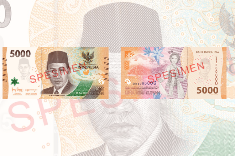 Gambar uang kertas baru emisi 2022 Rp 5.000.