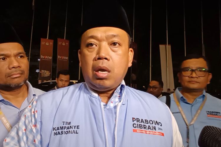Sekretaris Tim Kampanye Nasional (TKN) Prabowo-Gibran, Nusron Wahid usai ajang debat kelima Pilpres di JCC Senayan, Jakarta, Minggu (4/2/2024).
