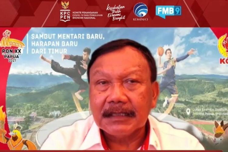 Ketua Panitia Pengawas dan Pengarah (Panwasrah) PON XX Papua 2021 Suwarno saat diskusi virtual FMB9, Selasa (5/10/2021)