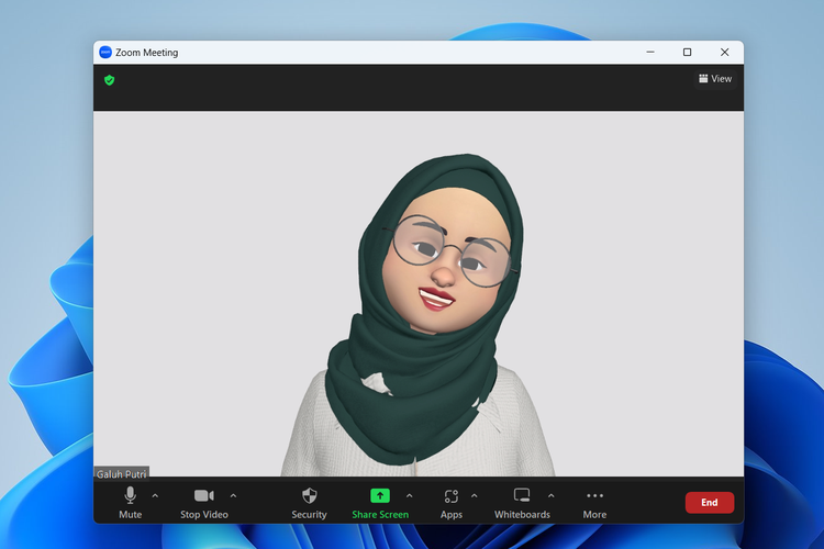 Tampilan fitur baru Zoom Avatar, pengguna bisa hadir di rapat dengan avatar virtual 3D yang didesain menyerupai diri pengguna.
