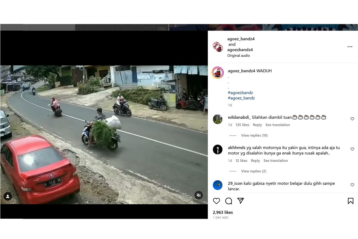 Video viral di media sosial memperlihatkan seorang perempuan mengalami kecelakaan tunggal saat membawa sepeda motor matik.
