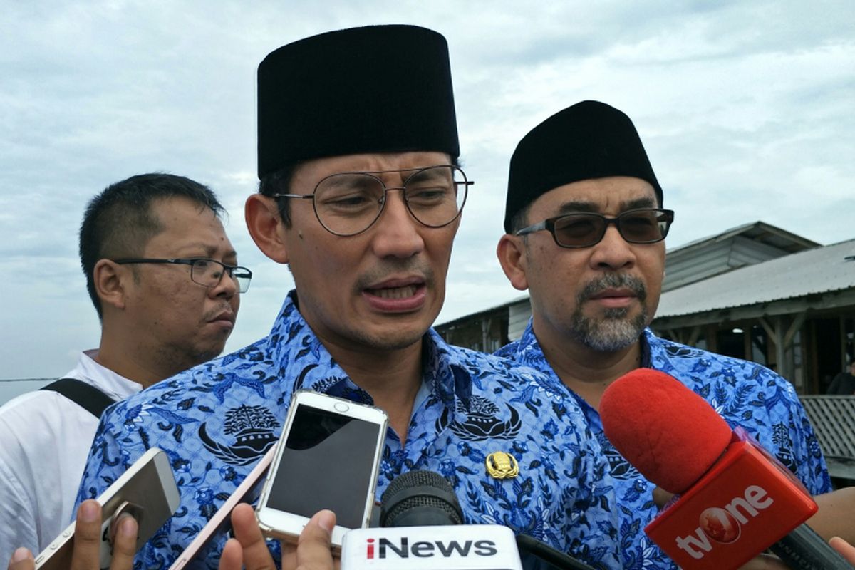 Wakil Gubernur DKI Jakarta Sandiaga Uno di Pulau Pramuka, Kepulauan Seribu, Jumat (22/12/2017).