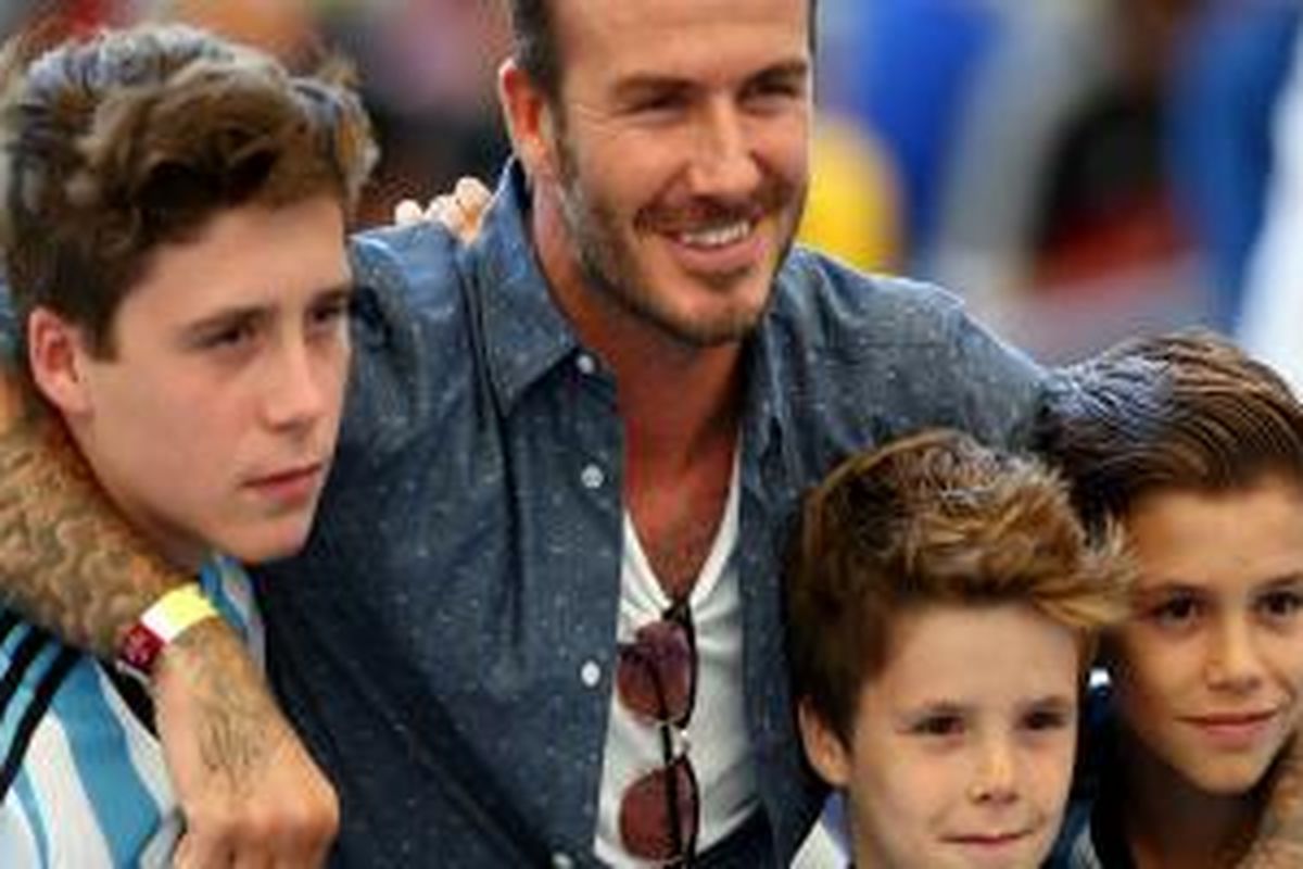 David Beckham dan ketiga putranya