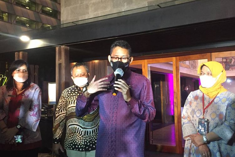 Menteri Pariwisata dan Ekonomi Kreatif, Sandiaga Uno dalam acara Launching Side Events G20 di Hotel Indonesia Kempinski, Jakarta, Rabu malam (20/4/2022)