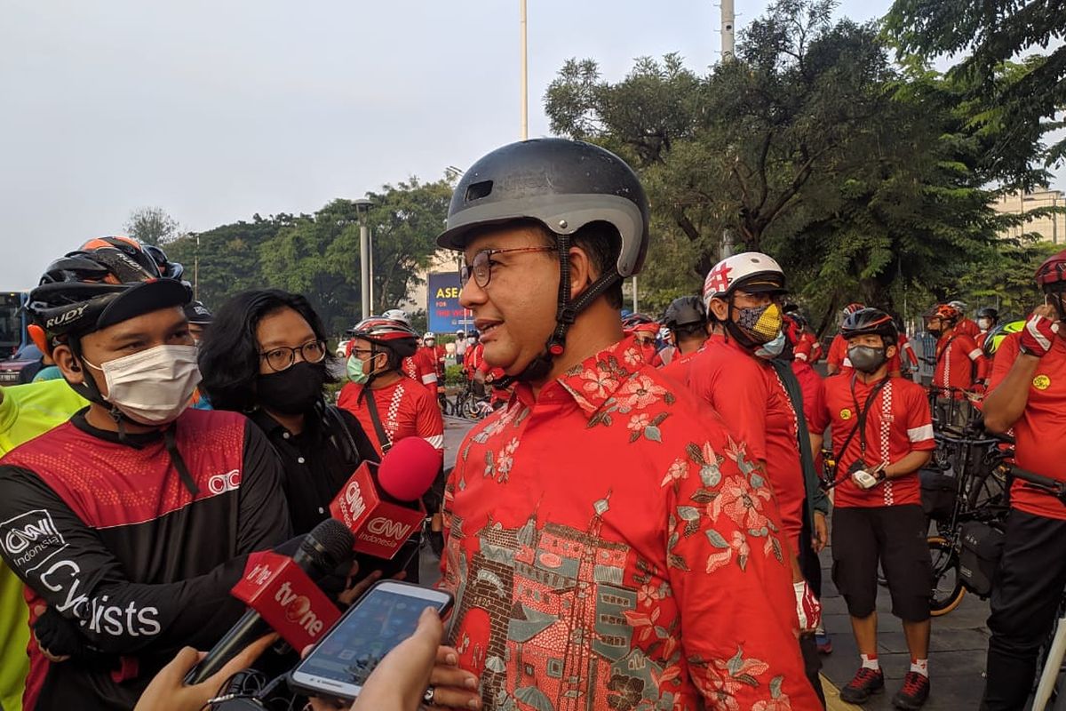 Gubernur DKI Jakarta Anies Baswedan ajak masyarakat membiasakan bersepeda di Hari Sepeda Dunia, Kamis (3/6/2021) 