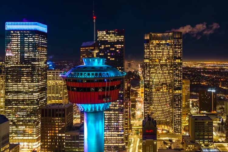 Panorama Kota Calgary, Kanada dari Calgary Tower