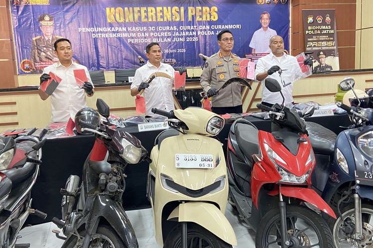 Polda Jatim Tangkap 222 Tersangka Kasus Pencurian pada Juni 2026, 3 Daerah Paling Menonjol