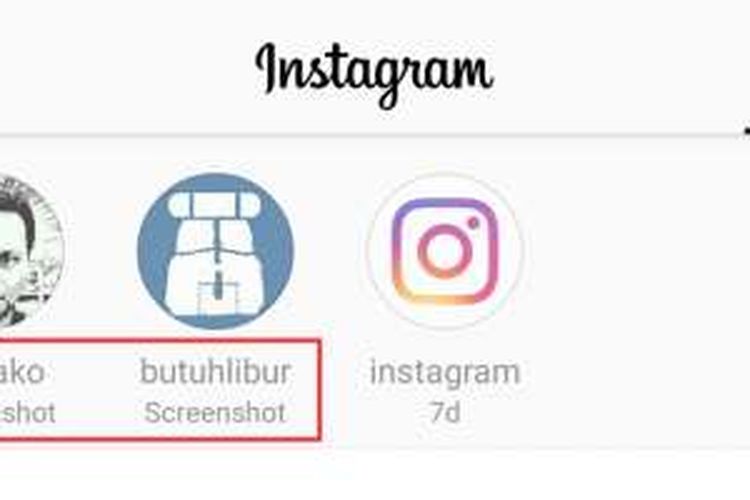 (kotak merah) notifikasi screenshot di Instagram