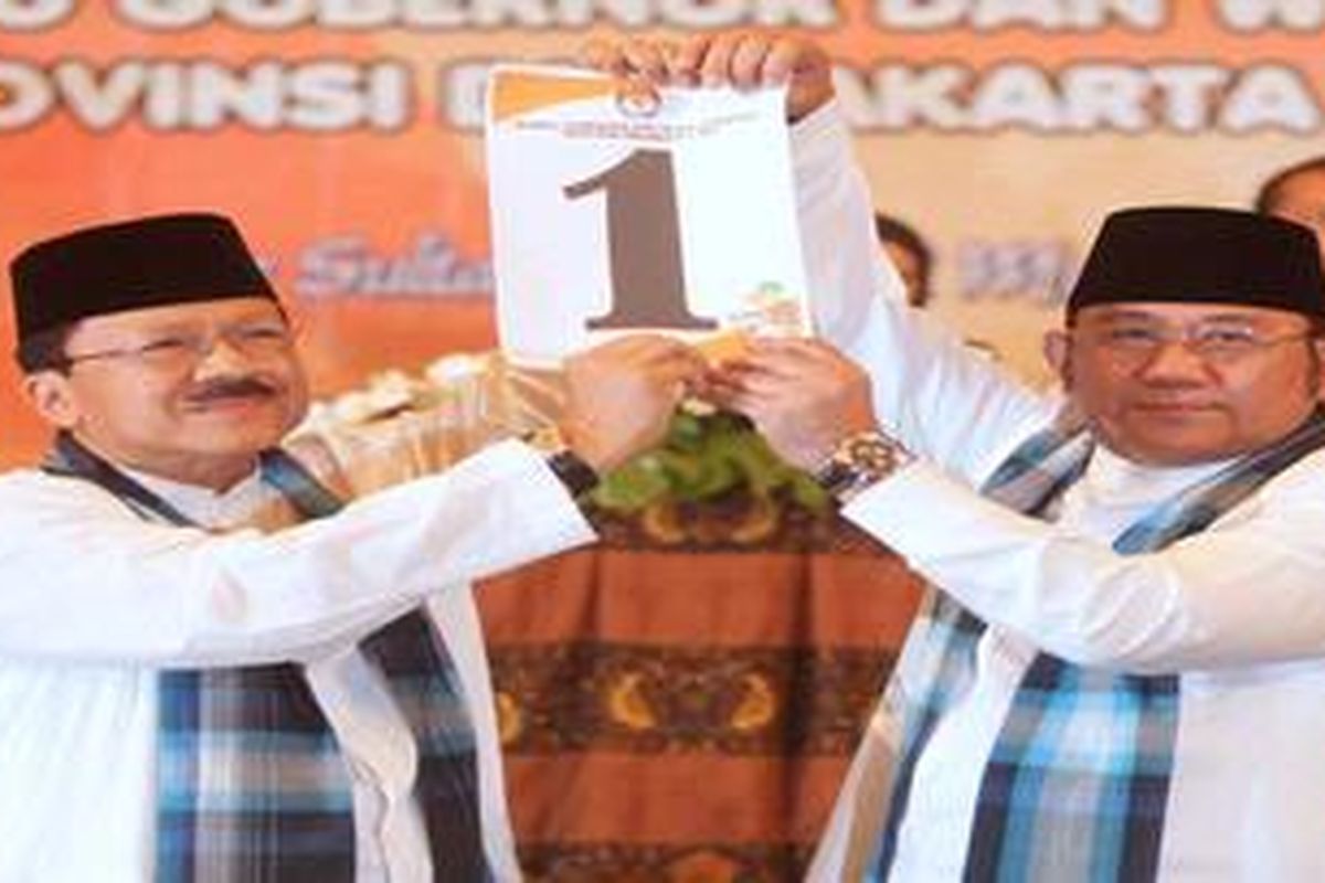 Pasangan Calon Gubernur dan Wakil Gubernur DKI Jakarta Nomor 1 Fauzi Bowo (kiri)-Nachrowi Ramli 