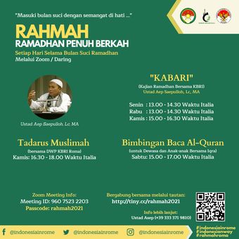  Ramadan 2021 event with Indonesian Embassy in Rome schedule.
