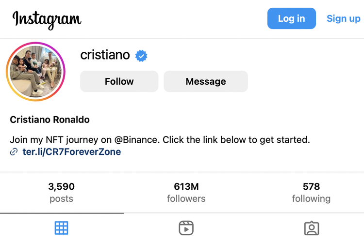 Akun instagram dengan follower terbanyak di dunia, Cristiano Ronaldo peringkat dua
