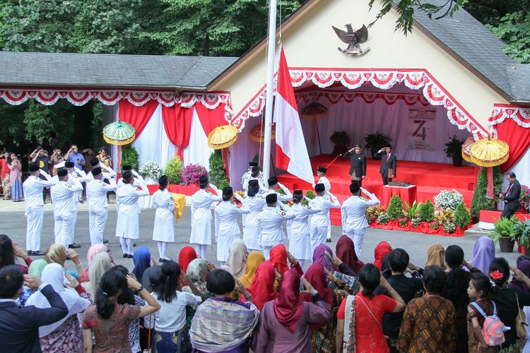 Suasana upacara HUT ke-74 Republik Indonesia di Washington DC, Sabtu (17/8/2019).