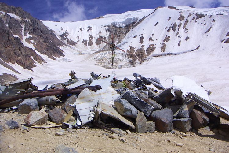 Lokasi kecelakaan pesawat di Gunung Andes pada 13 Oktober 1972.
