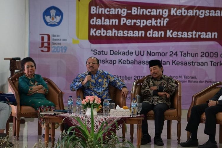 Acara Bincang-bincang Kebangsaan dalam Perspektif Kebahasaan dan Kesastraan, di Jakarta, Senin (21/10/2019).