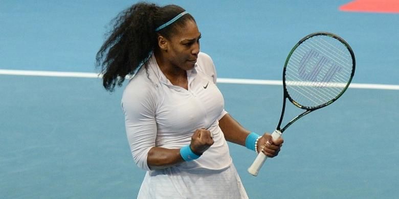 Salah satu ekspresi Serena Williams saat tampil di  Premier Tennis League di Manila, awal Desember lalu. 