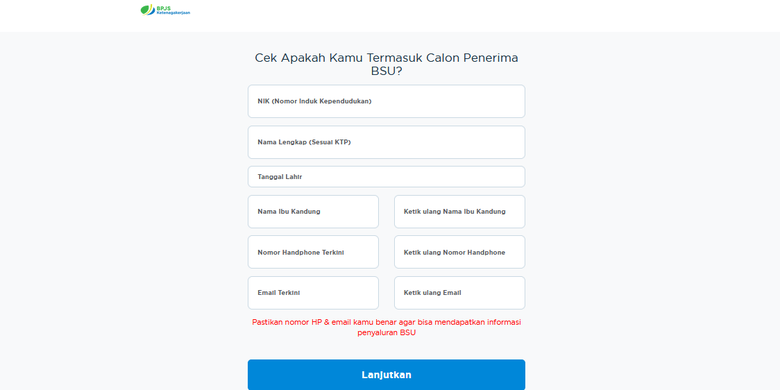 Laman resmi BSU 2025 BPJS Ketenagakerjaan. Cara cek penerima BSU 2025. BSU BPJS Ketenagakerjaan.
