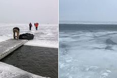 Bongkahan Es Besar Pecah di Danau Minnesota dengan 200 Pemancing di Atasnya