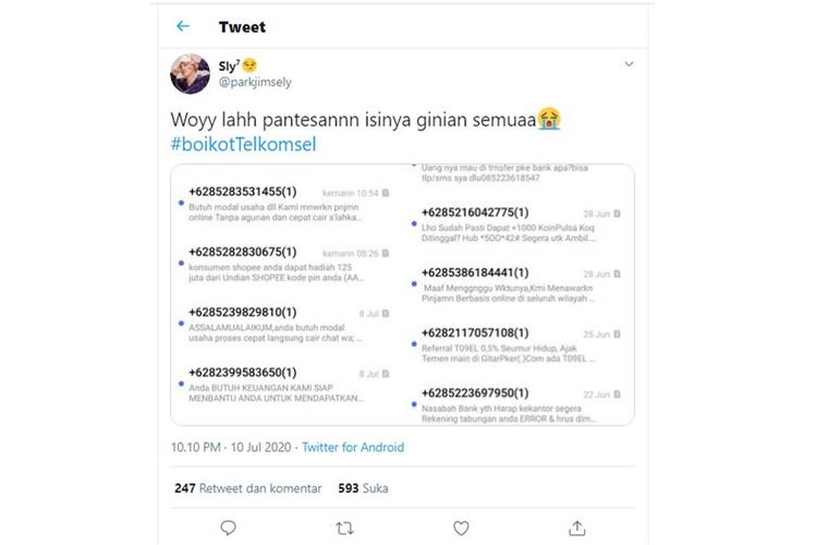 Sering Di Sms Dari Nomor Tak Dikenal Ini Penjelasan Telkomsel Halaman All Kompas Com