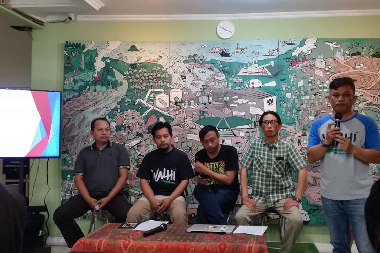 Diskusi bertajuk Ambisius Pembangunan Infrastruktur dan Potensi Terjadinya Bencana di kantor Walhi, Jakarta, Selasa (17/9/2019).