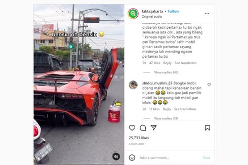 Video Viral Lamborghini Mogok Kehabisan Bensin di Jalan, Berapa Konsumsi BBM-nya?