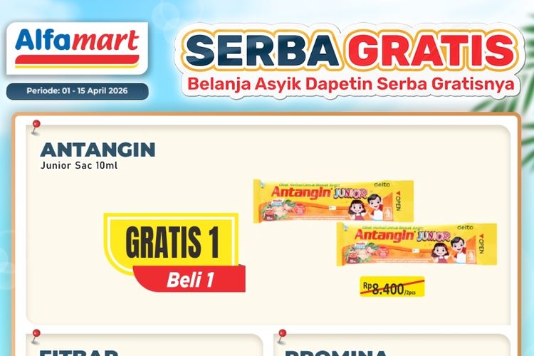 Promo Alfamart Hari Ini 6 April 2026, Ada Beli 1 Gratis 1 Camilan dan Makanan Kucing