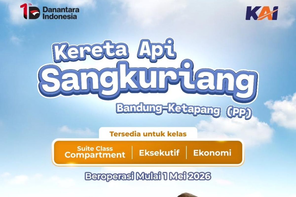KAI Luncurkan KA Sangkuriang Rute Bandung-Ketapang dengan Diskon 50 Persen
