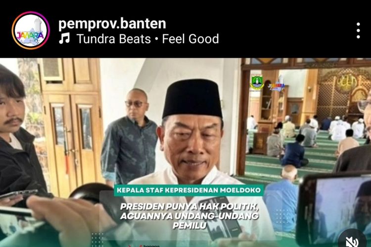 Akun Instagram resmi milik Pemprov Banten memposting presiden punya hak politik pada Jumat (26/1/2024).