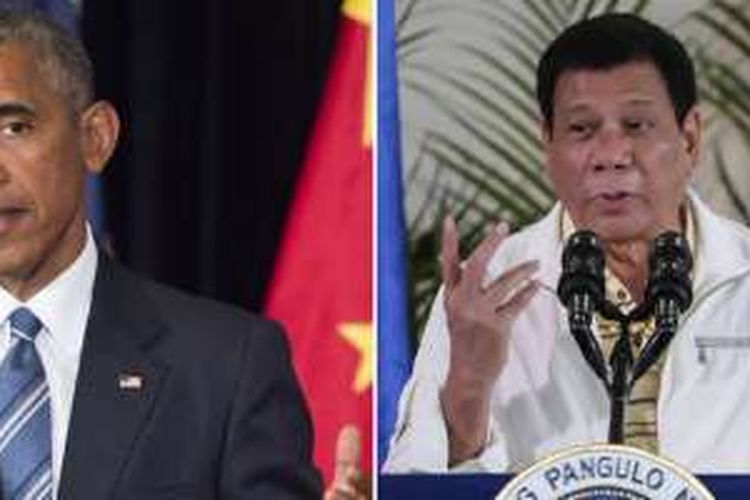 Presiden Amerika Serikat Barack Obama dan Presiden Filipina Rodrigo Duterte.