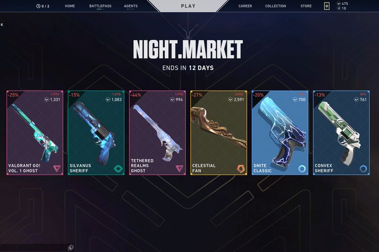 Jenis skin yang dipangkas harganya melalui event Night Market di game Valorant.