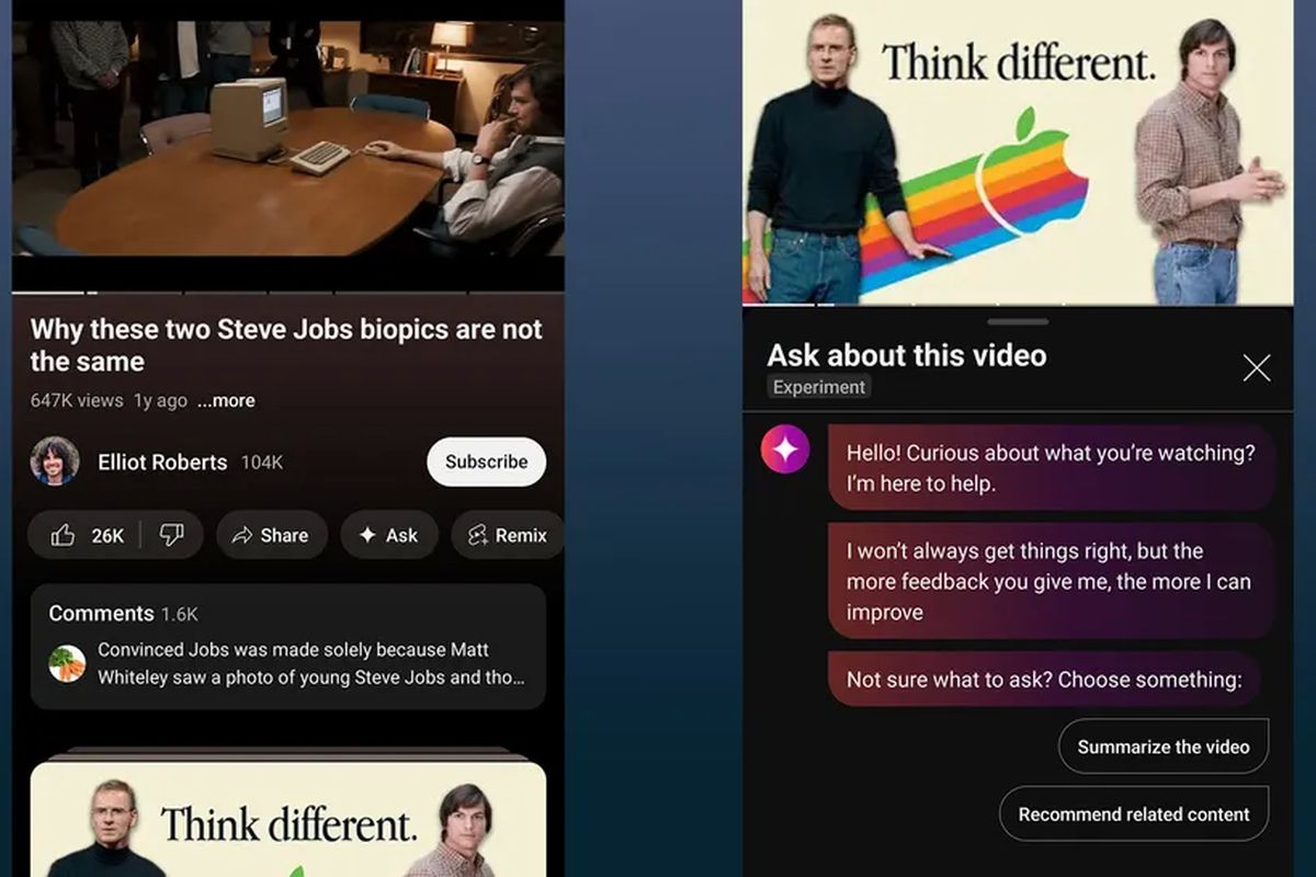 Fitur YouTube Premium untuk diskusi soal video yang ditonton dengan AI.