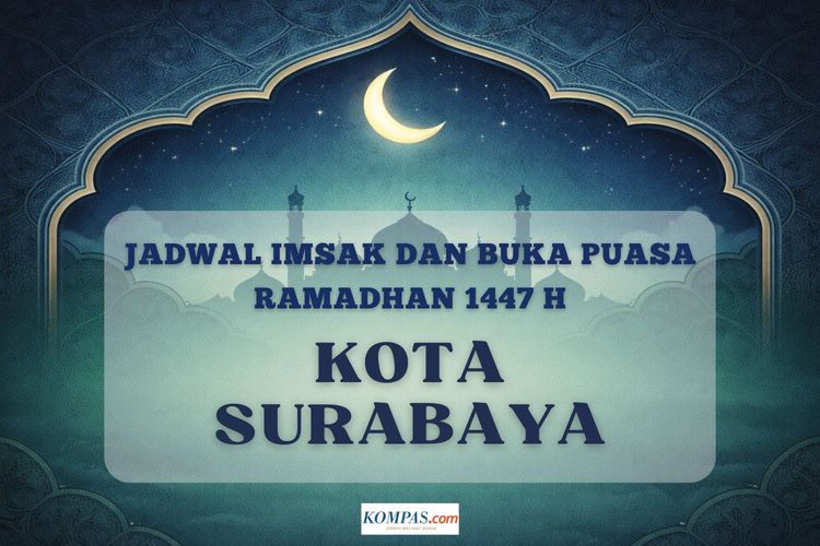 Jadwal imsak dan buka puasa Ramadhan 2026 Kota Surabaya hari ini.