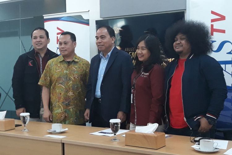 Konferensi pers Anugerah LSF 2018 dihadiri Komisioner LSF Rommy Fibri, komika Babe Cabiita, dan jajaran petinggi KompasTV di Menara Kompas, Jakarta Pusat, Kamis (18/10/2018).