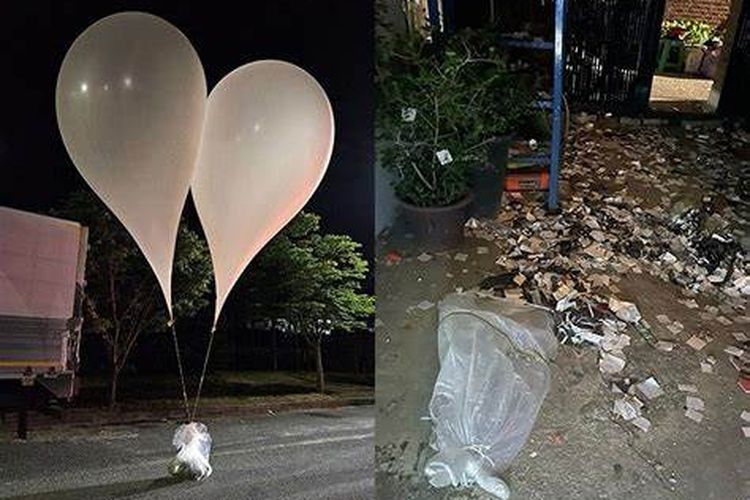 Gambar balon sampah yang dikirm Korut ke Korsel