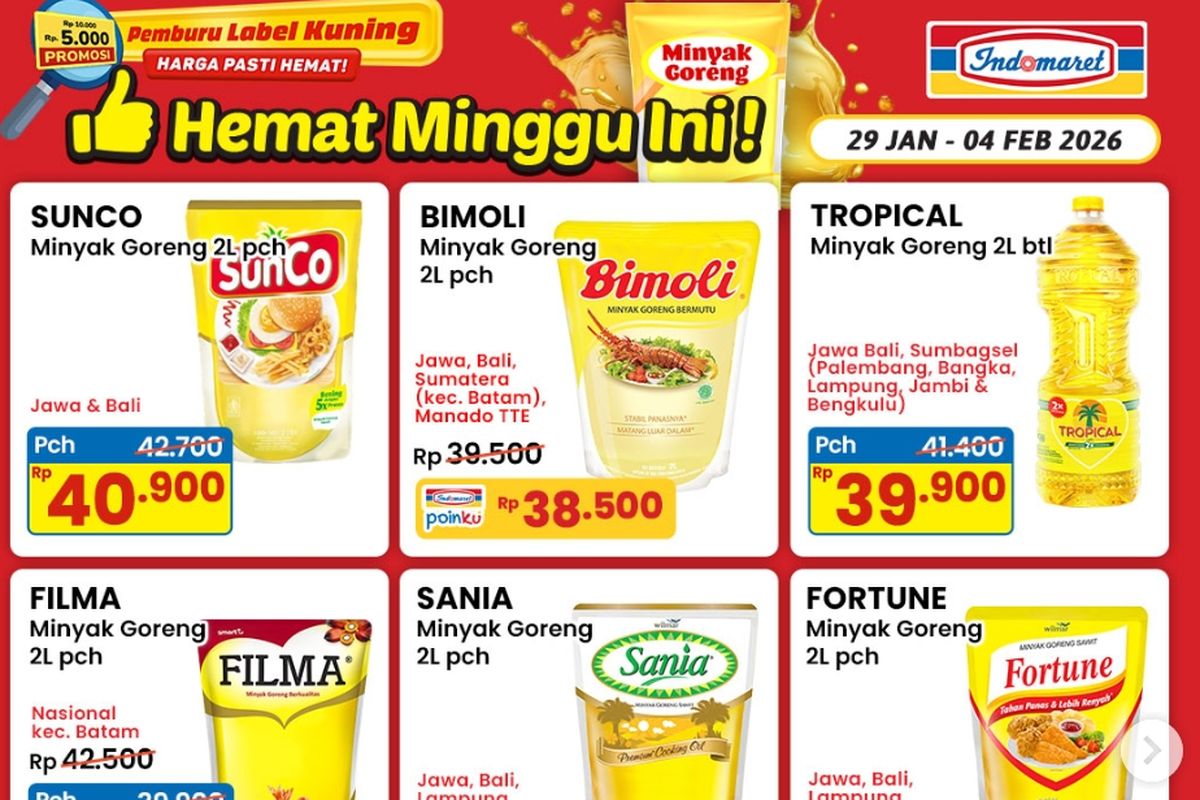 Promo Indomaret Super Hemat 12-18 Februari, Diskon Minyak Goreng Hingga 30%